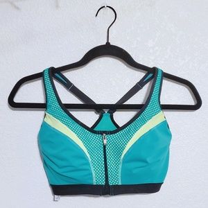 VSX Teal Front Zip Sports Bra